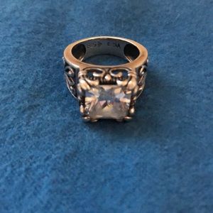 Silver ring with large cubic zirconia